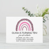 Pink Rainbow Mädchensommer Einladung (Stehend Vorderseite)