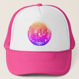 Pink Rainbow Metallic Disco Ball Trucker Hat Truckerkappe