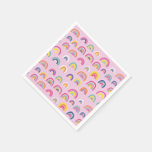 Pink Rainbow Muster Geburtstag Serviette (Ecke)
