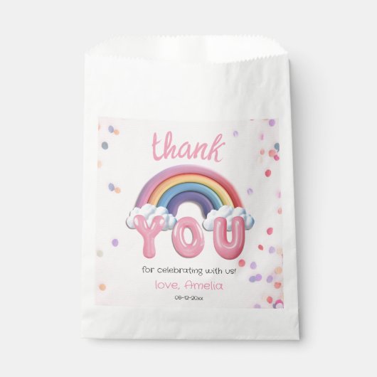 Pink Rainbow One First Birthday Geschenktütchen (Vorderseite)