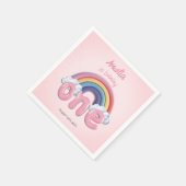 Pink Rainbow One First Birthday Serviette (Ecke)