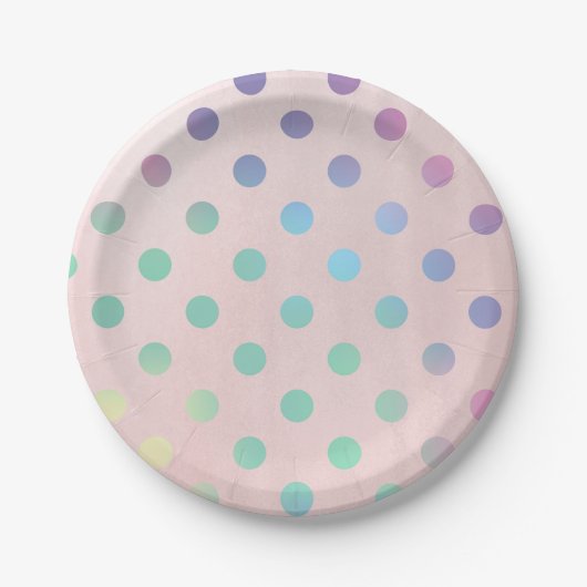 Pink Rainbow Pastel Polka Dots Geburtstagsparty Pappteller (Vorderseite)