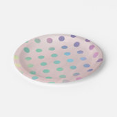Pink Rainbow Pastel Polka Dots Geburtstagsparty Pappteller (Schrägansicht)