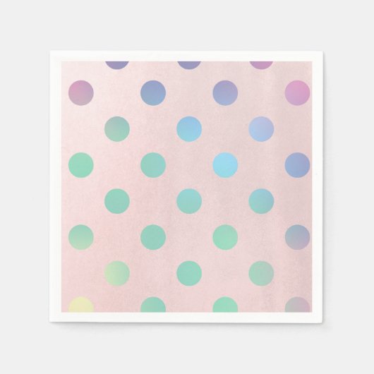 Pink Rainbow Pastel Polka Dots Geburtstagsparty Serviette (Vorderseite)