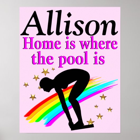 PINK RAINBOW PERSONALISIERT SWIMMER POSTER (Vorne)