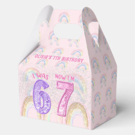 Pink Rainbow Six Seven 67 Birthday Favor Boxes Geschenkschachtel