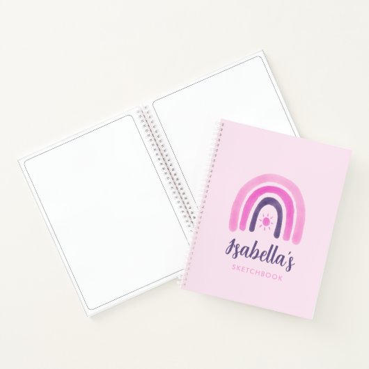 Pink Rainbow Sketchbook Girl Notizblock (Innenseite)