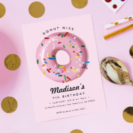 Pink Rainbow Sprinkle Donut Geburtstagsparty Einladung