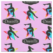 PINK RAINBOW STAR PERSONALISIERT GYMNASTICS FABRIK STOFF (Nahaufnahme)