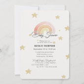 Pink Rainbow Stars Kinderdusche Einladung (Vorderseite)