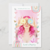 Pink Rainbow Sweet 16 Modern Boho Birthday Party Einladung (Vorderseite)