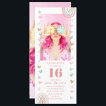 Pink Rainbow Sweet 16 Modern Foto Geburtstagsparty Einladung<br><div class="desc">Rosa Regenbogen Sweet 16 Modernes Foto Geburtstagsparty Einladungen bietet eine einzigartige gürtnerisch süße 16 Party Einladung. Ideal, um Familie und Freunde zu Ihrer Feier einzuladen. Laden Sie diese herunter und schicken Sie sie an Ihre Gäste oder drucken Sie sie aus oder beides. Niedlich, modern und trendig mit rosa Text '(Name)...</div>