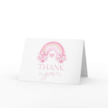 Pink Rainbow Valentines Danke Karte