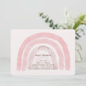 Pink Rainbow Watercolor Girl Baby Dusche Einladung (Stehend Vorderseite)