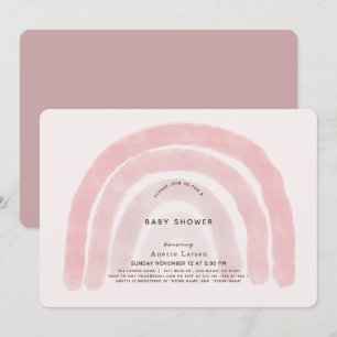 Pink Rainbow Watercolor Girl Baby Dusche Einladung