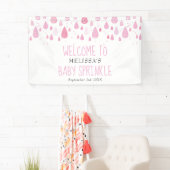 Pink Raindrops Baby Girl Sprinkle / Dusche Willkom Banner (Insitu)