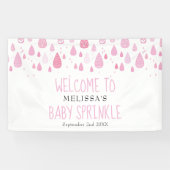 Pink Raindrops Baby Girl Sprinkle / Dusche Willkom Banner (Horizontal)