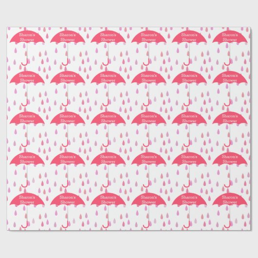 Pink Raindrops Custom Shower Wrapping Paper Geschenkpapier (Flach)