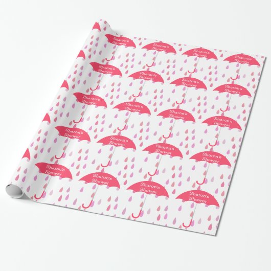 Pink Raindrops Custom Shower Wrapping Paper Geschenkpapier (Ungerollt)