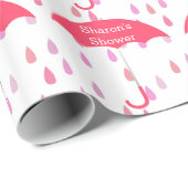 Pink Raindrops Custom Shower Wrapping Paper Geschenkpapier (Rolleneckpunkt)