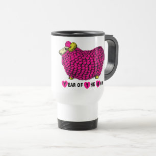 Pink Ram Chinese Year Zodiac Travel Mug Reisebecher