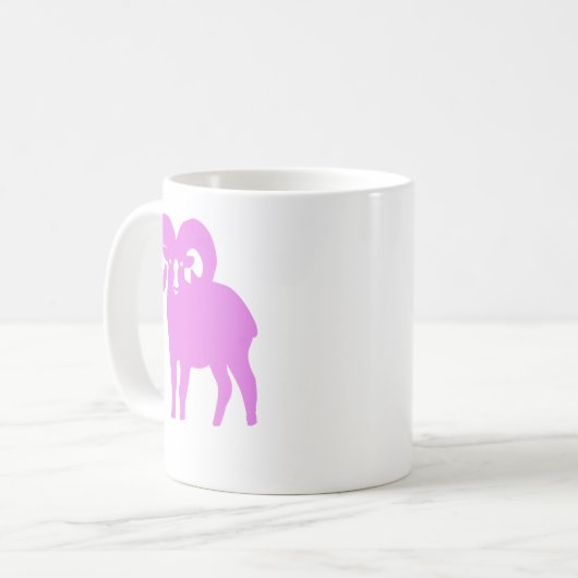 Pink Ram Silhouette Aries Coffee Mug Kaffeetasse (Vorderseite Links)