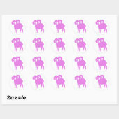 Pink Ram Silhouette Runder Aufkleber (Blatt)