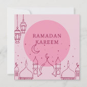 Pink Ramadan Kareem Ferienkarte Feiertagskarte (Vorderseite)