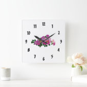 Pink Rambler Rose Quadratische Wanduhr (Zuhause)