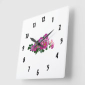 Pink Rambler Rose Quadratische Wanduhr (Winkel)