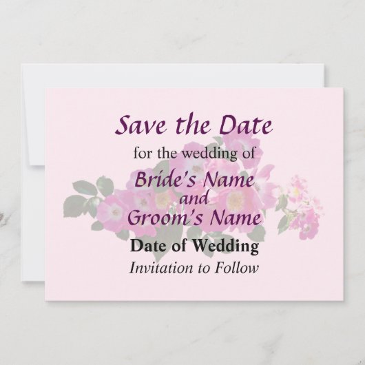 Pink Rambler Rose Save the Date (Vorderseite)