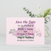 Pink Rambler Rose Save the Date (Stehend Vorderseite)