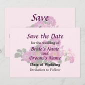 Pink Rambler Rose Save the Date (Vorne/Hinten)