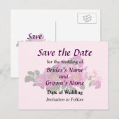 Pink Rambler Rose Save the Date Ankündigungspostkarte (Vorne/Hinten)