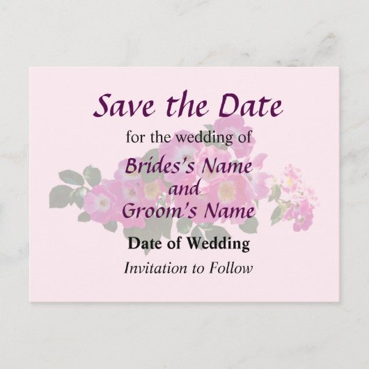 Pink Rambler Rose Save the Date Ankündigungspostkarte (Vorderseite)