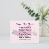 Pink Rambler Rose Save the Date Ankündigungspostkarte (Stehend Vorderseite)