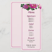Pink Rambler Rose Wedding Menu Menükarte (Vorne/Hinten)