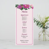 Pink Rambler Rose Wedding Menu Menükarte (Stehend Vorderseite)