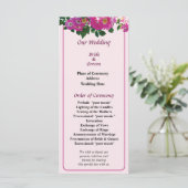 Pink Rambler Rose Wedding Program Programm (Stehend Vorderseite)