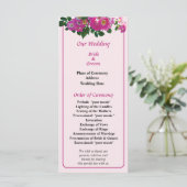 Pink Rambler Rose Wedding Program Programm (Stehend Vorderseite)
