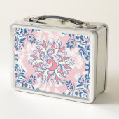 Pink Rangoli Blumenkunst, helles Leben Metall Brotdose (Rückseite)