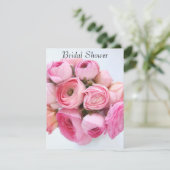PInk ranunculus bunch Brautparty Einladung (Stehend Vorderseite)