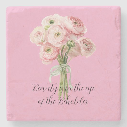 Pink Ranunculus Flowers   Steinuntersetzer (Vorderseite)