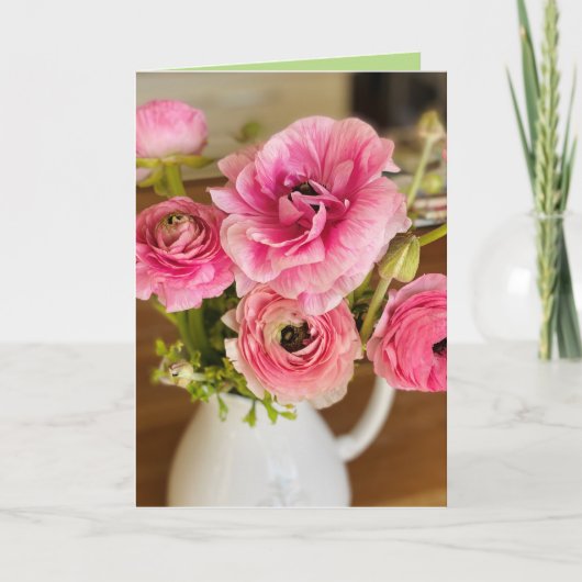Pink Ranunculus Grußkarte Feiertagskarte (Vorderseite)