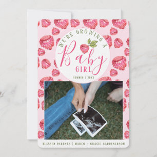Pink Raspberries Baby Girl Einladung