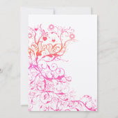 Pink Raspberry Coral Birds Swirls Wedding Invites Einladung (Rückseite)