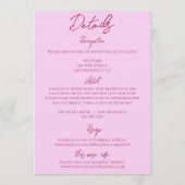 Pink Raspberry Drawn Floral All In One Wedding Einladung (Rückseite)