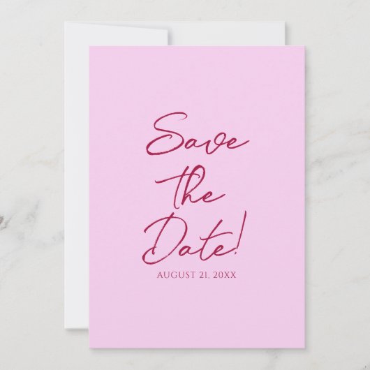 Pink Raspberry Drawn Floral Garden Save The Date (Vorderseite)