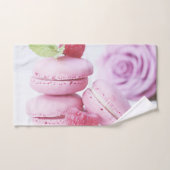 Pink Raspberry Macarons Foto Badhandtuch Set (Handtuch)