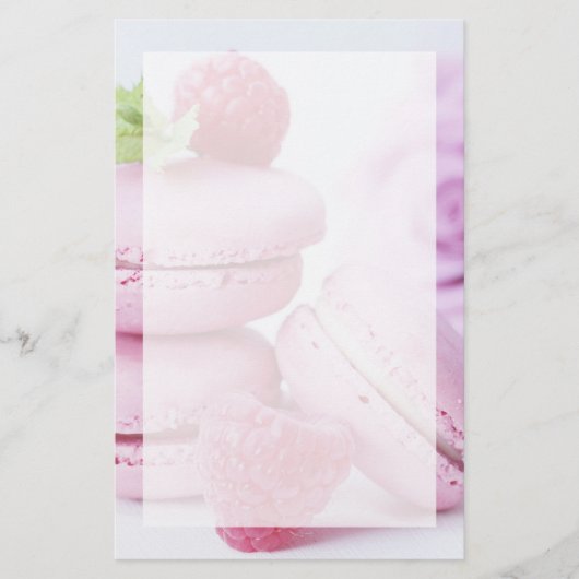 Pink Raspberry Macarons Foto Briefpapier (Vorderseite)